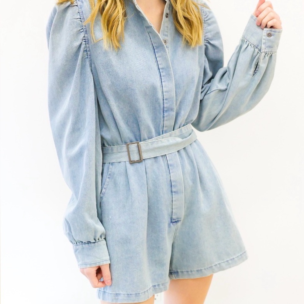 Karlie Soft Blue Belted Jumpsuit